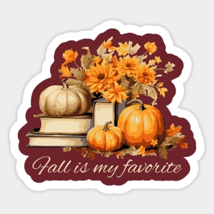 Fall is My Favorite Book Collection with Pumpkins Sticker